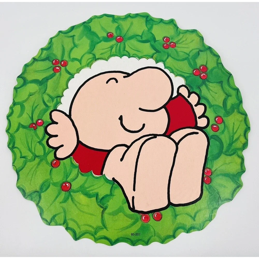 Vintage Ziggy in Wreath Christmas Die Cut Cardboard Decoration 16